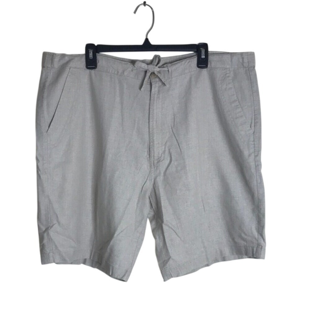Havanera Mens Lightweight Linen Pull On Shorts Drawstring Gray XL